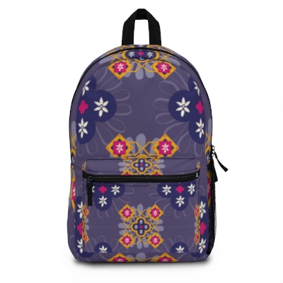 Purple Floral School Backpack, Floral Style Backpack, Gift For Her, Roomy Backpack For School