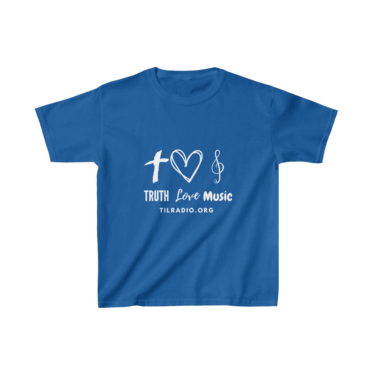 Truth Love Music - landscape - white lettering - Kids Heavy Cotton™ Tee product thumbnail image