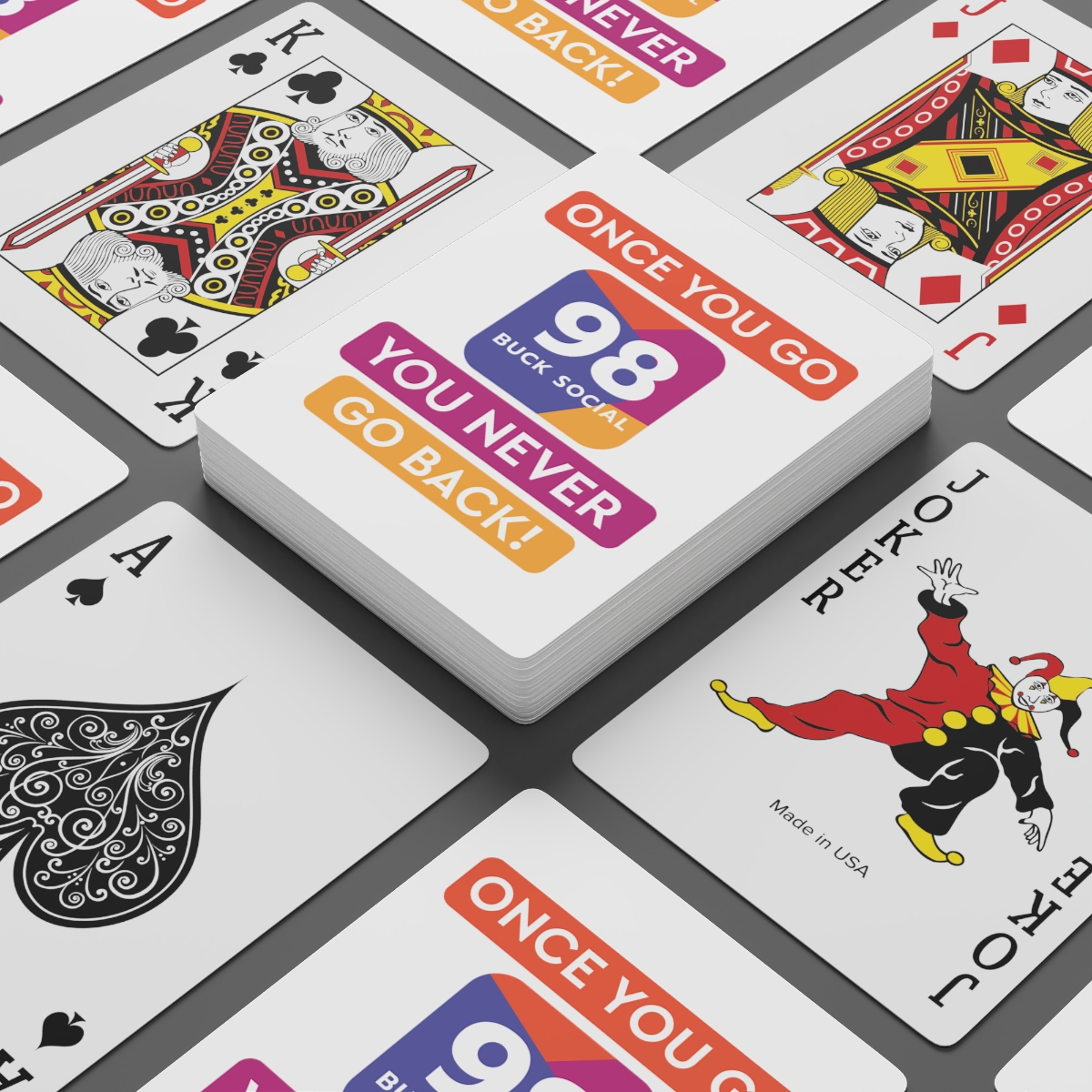 98 Buck Social Custom Poker Cards product thumbnail image