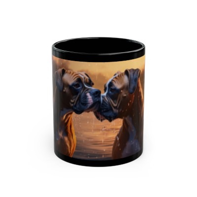 Romantic Boxer Dogs - 11oz Black Mug