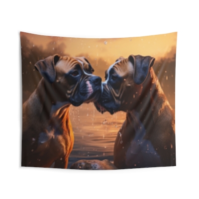 Romantic Boxer Dogs - Indoor Wall Tapestries