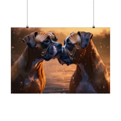 Romantic Boxer Dogs - Premium Matte horizontal posters