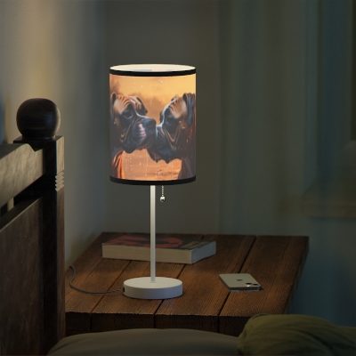 Romantic Boxer Dogs - Lamp on a Stand, US|CA plug