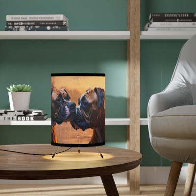 Romantic Boxer Dogs - Tripod Lamp with High-Res Printed Shade, US\CA plug