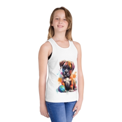 Boxer Puppy Color - Kid's Jersey Tank Top