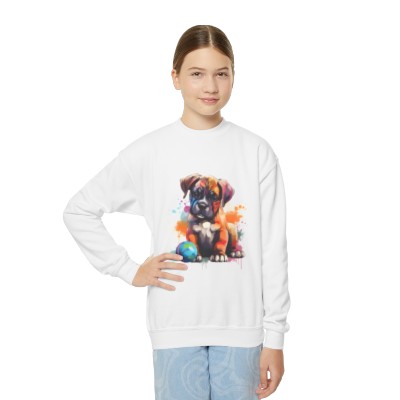 Boxer Puppy Color - Youth Crewneck Sweatshirt