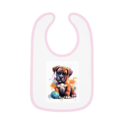 Boxer Puppy Color - Baby Contrast Trim Jersey Bib