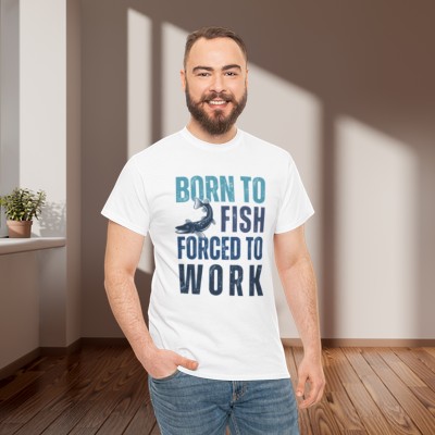 Born To Fish Forced To Work - Unisex Heavy Cotton Tee