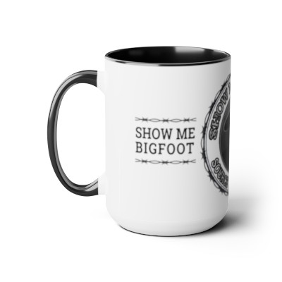 Show Me Bigfoot 15 oz, Two-Tone Coffee Mugs