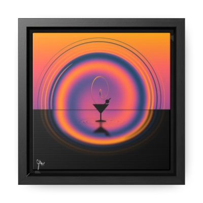 Martini Sunset Gallery Canvas Wrap, Square Frame