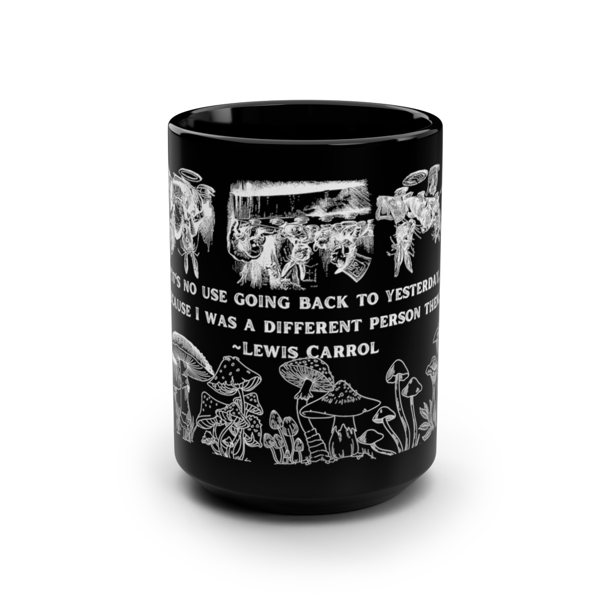 Alice in Wonderland Mug - Classic Fantasy Collectible Black Mug, 15oz product thumbnail image