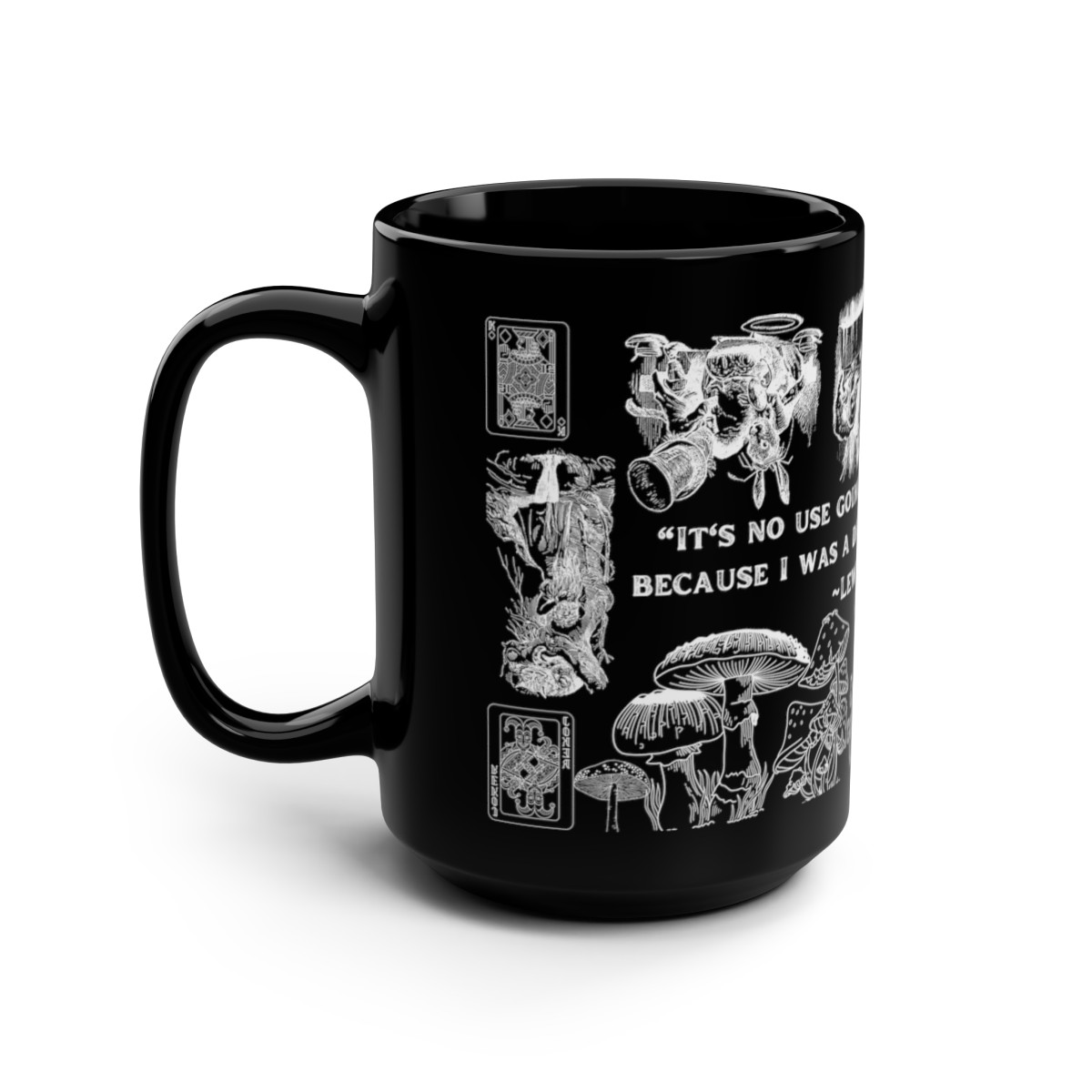 Alice in Wonderland Mug - Classic Fantasy Collectible Black Mug, 15oz product thumbnail image