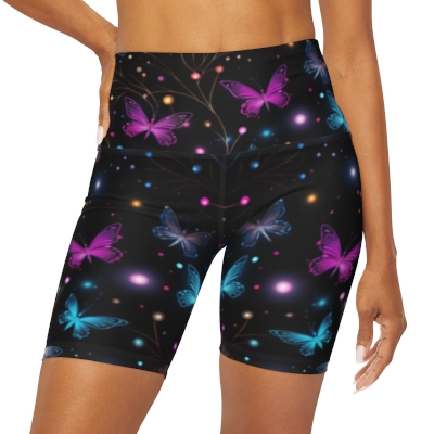 Butterflies and Fireflies - High Waisted Yoga Shorts (AOP)