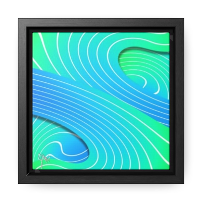 Blue Wave Pinstripe Gallery Canvas Wrap, Square Frame