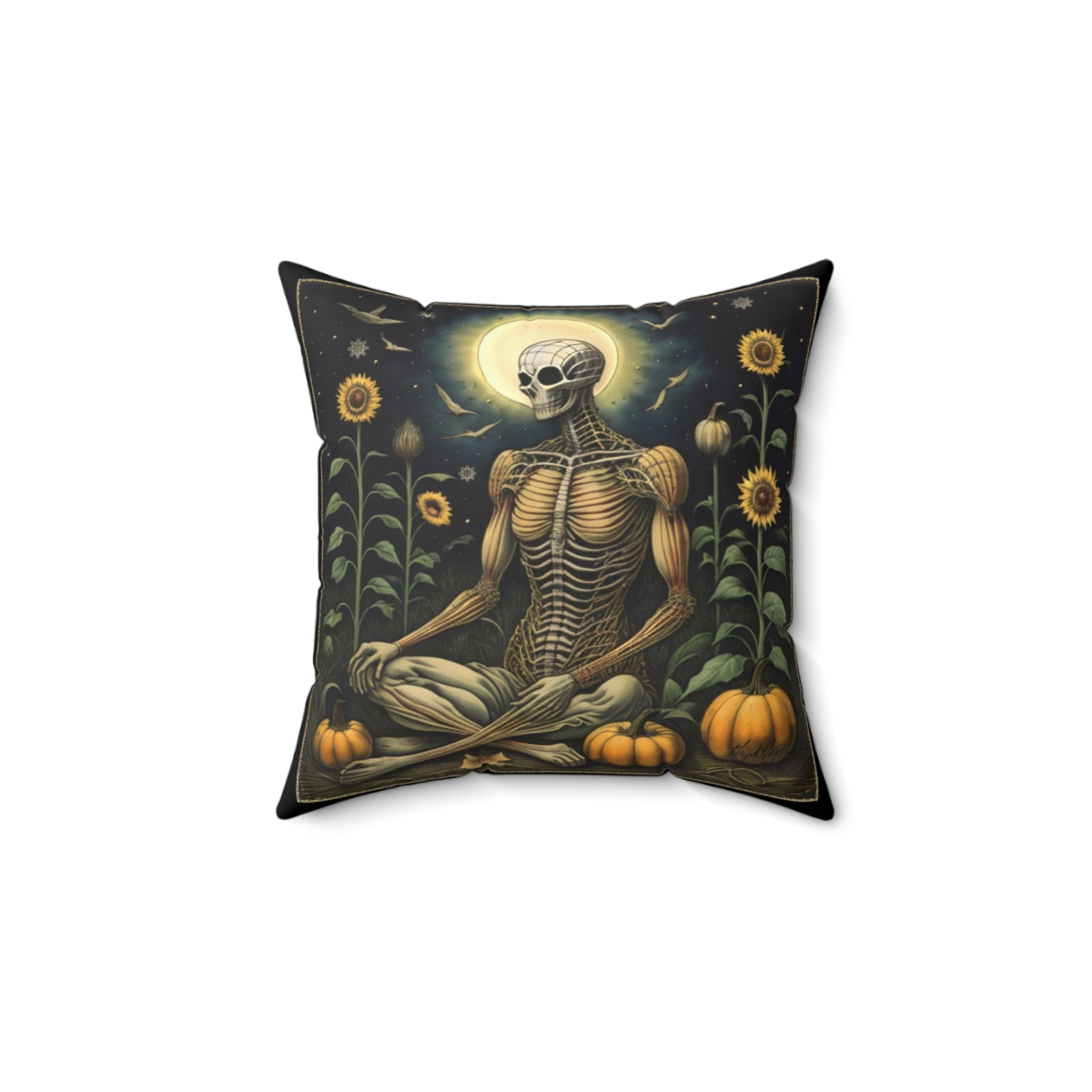 "Autumn Meditation Skeleton" 14" Spun Polyester Square Pillow product thumbnail image