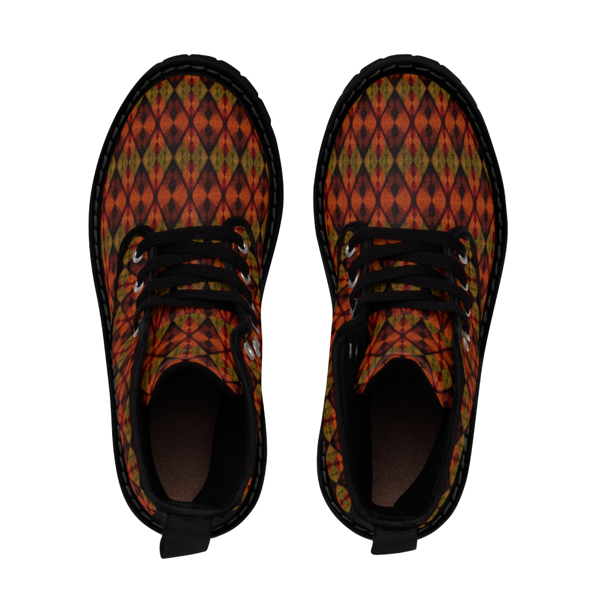 "Autumn Argyle" Men's Canvas Boots (Orange) product thumbnail image