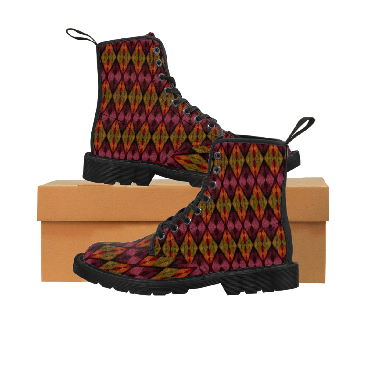 "Autumn Argyle" Women's Canvas Boots (Purple) product thumbnail image