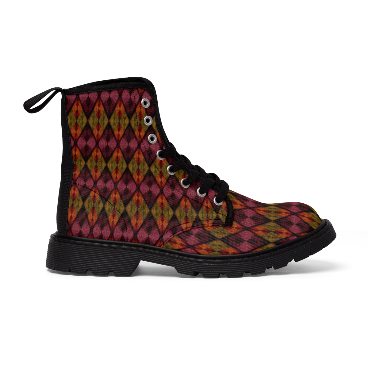 "Autumn Argyle" Men's Canvas Boots (Purple) product thumbnail image