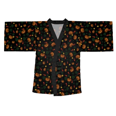 "Pumpkin Glow Garden" Long Sleeve Kimono Robe 
