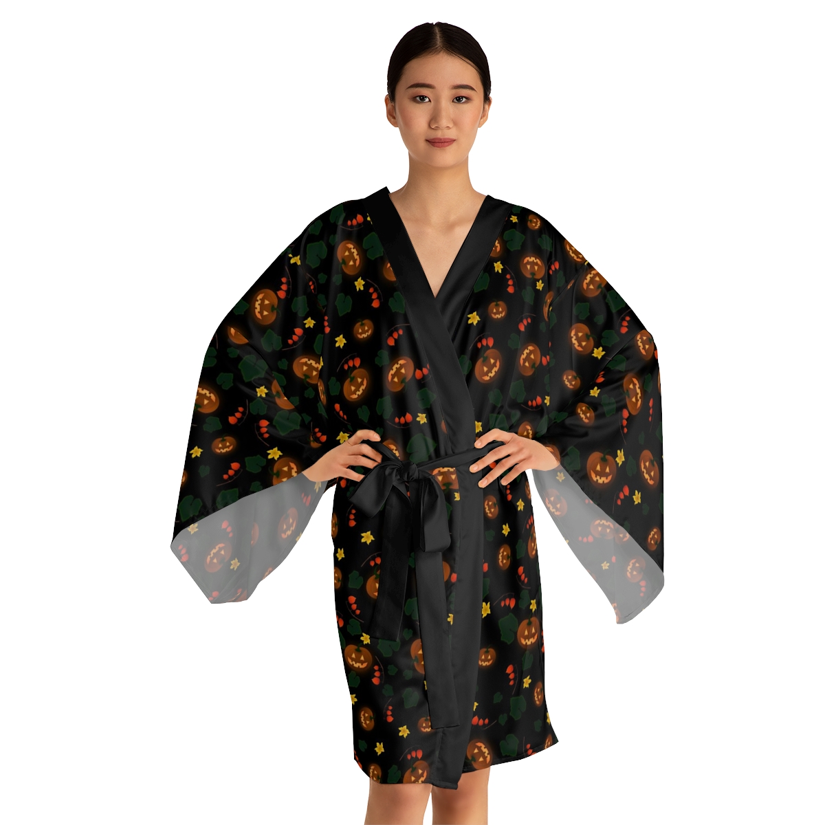 "Pumpkin Glow Garden" Long Sleeve Kimono Robe  product thumbnail image