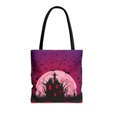 Halloween Tote Bag/Tote Bag For Halloween/Halloween Print/Spooky Haunted House Halloween Print Tote Bag (AOP)