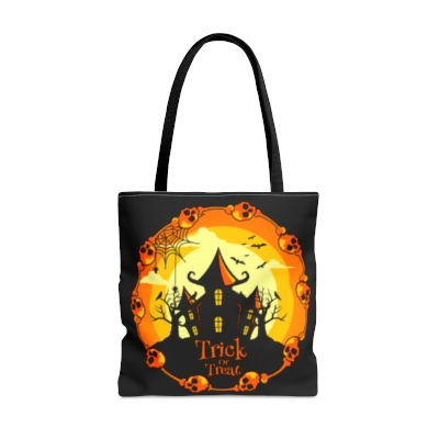 Halloween Tote Bag/Trick Or Treat Tote/Tote Bag Halloween/Trick Or Treat Spooky House Halloween Tote Bag (AOP)