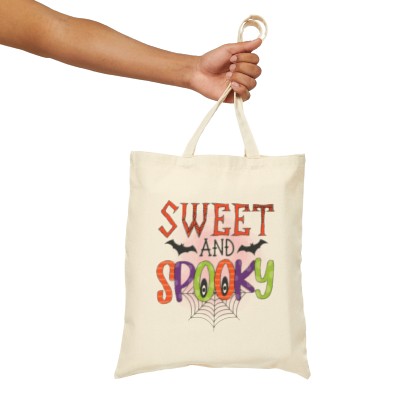 Halloween Tote Bag/Halloween Loot Bag/Tote Bag Halloween/Sweet And Spooky Print Halloween Cotton Canvas Tote Bag