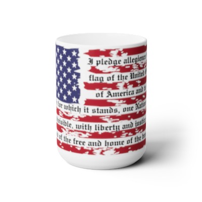 American flag with pledge mug