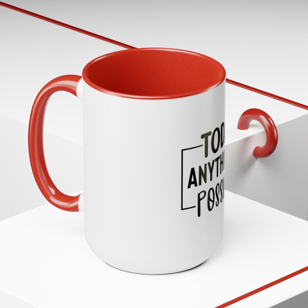 Today Anything is Possible Two-Tone Coffee Mugs, 15oz product thumbnail image