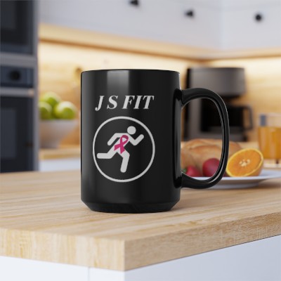 J S FIT, Breast Cancer, Her Fight is my Fight, Black Mug, 15oz