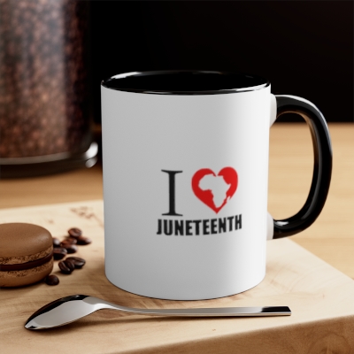 I Heart Juneteenth FREEDOM Accent Coffee Mug, 11oz