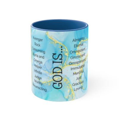 40 Names of God Christian Coffee Mug - God Is Almighty, Eternal, Omnipotent - Two-Tone Ceramic 11oz