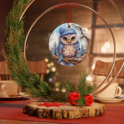Winter Owl Metal Ornament