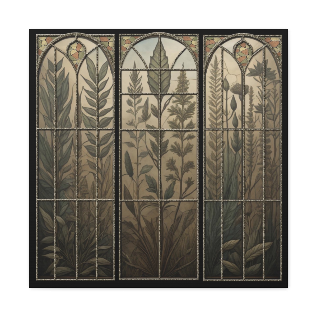 Stainglass Style Herb Window - Square Frame 24" product thumbnail image
