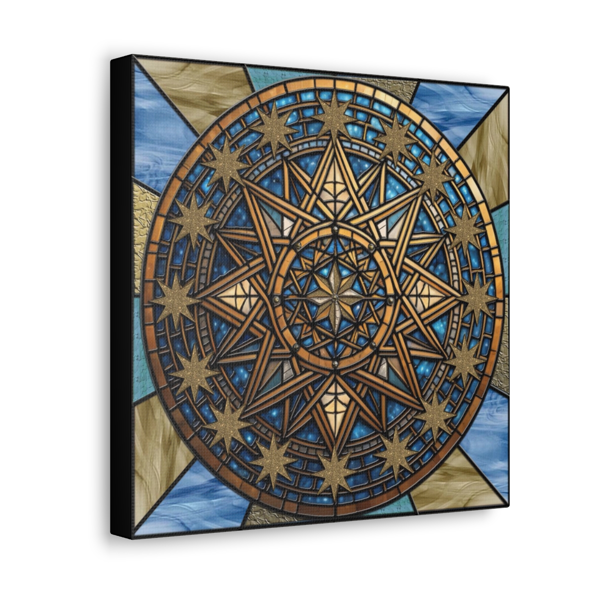 Octagons & Dresden Stars -Faux Stained Glass Canvas Gallery Wraps product thumbnail image
