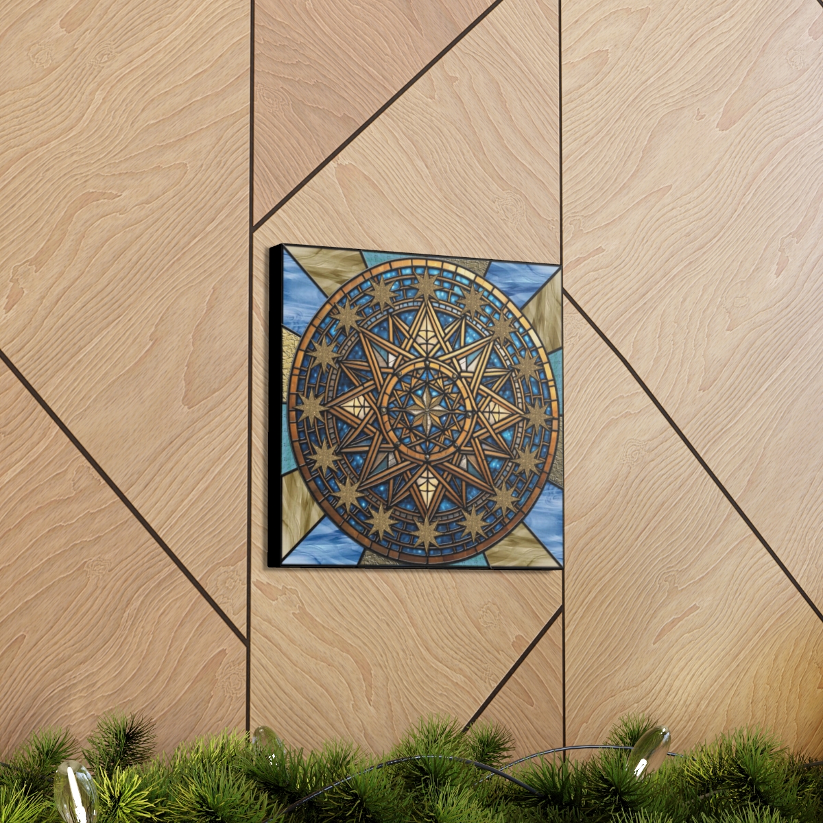Octagons & Dresden Stars -Faux Stained Glass Canvas Gallery Wraps product thumbnail image