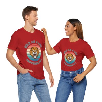 Proverbs 28:1 Unisex Lion Quote Classic Jersey Short Sleeve Tee - Inspirational Bible Verse Apparel