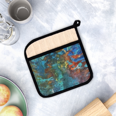 Pot Holder with Pocket - Dance into Action, Cooling Waters