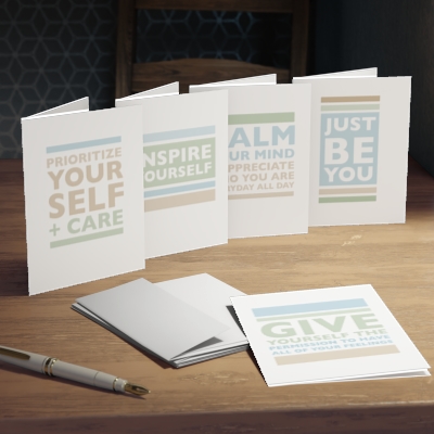 Give Yourself Calm, Inspire, Be + RE-GIFT THESE Multi-Mantra Greeting Cards (5-Pack)
