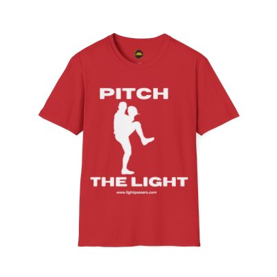LIght Passers Marketplace Streak Lightning "PITCH The LIGHT"Unisex Softstyle T-Shirt in many colored tees.