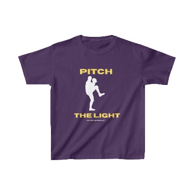 Light Passers Marketplace Streak Lightning "PITCH THE LIGHT" with Yellow Lettering Youth Heavy Cotton™ Tee in dark colors