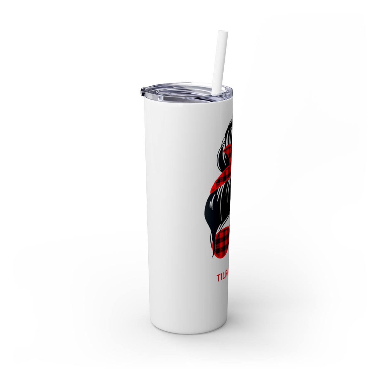 Messy Bun - Red - Skinny Tumbler with Straw, 20oz product thumbnail image