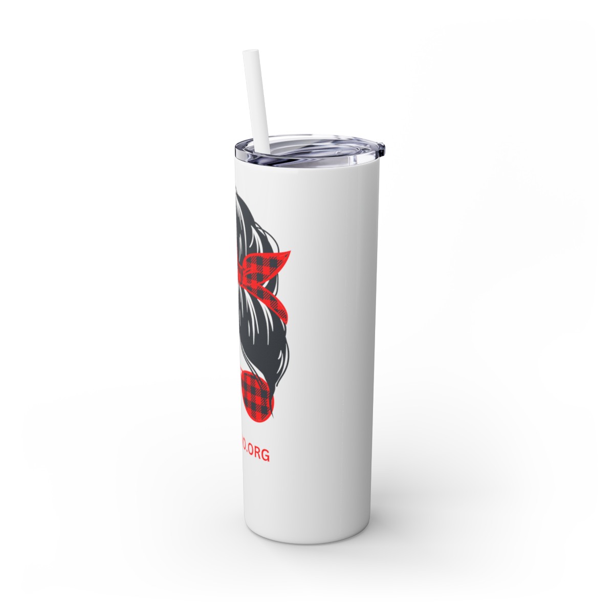 Messy Bun - Red - Skinny Tumbler with Straw, 20oz product thumbnail image