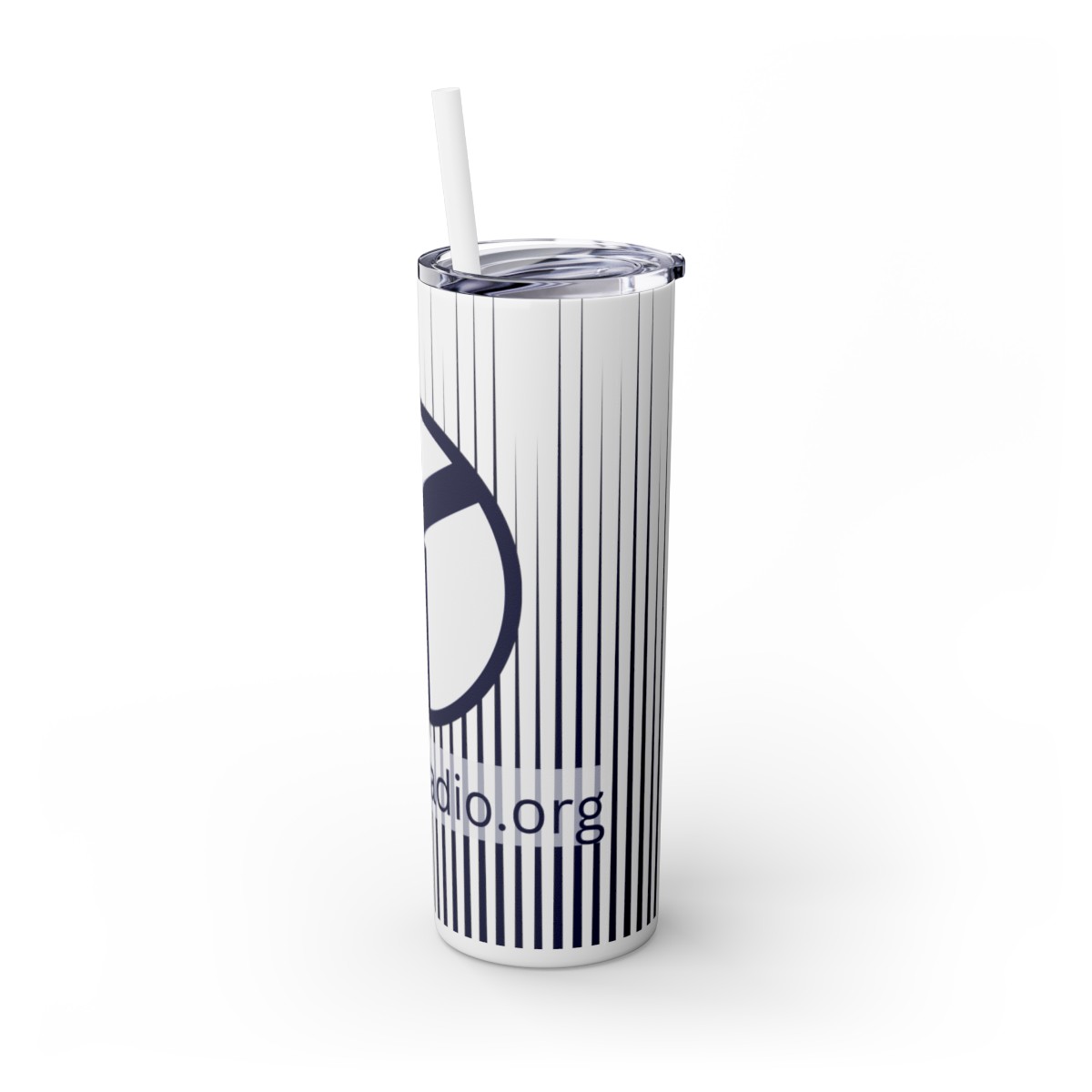 T Logo with stripes - Skinny Tumbler with Straw, 20oz product thumbnail image