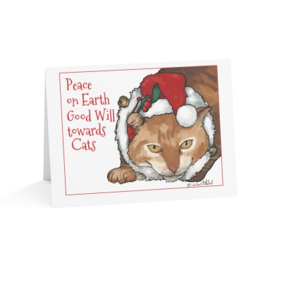 Cat art drawing Greeting Christmas Cards: Haylee's Christmas. Blank inside