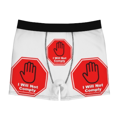 Getting Down to Basics: I Will Not Comply Men's Boxer Briefs (AOP)