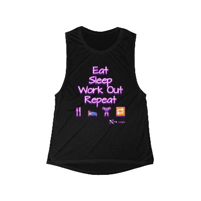 Eat Sleep Work Out Repeat Women's Flowy Scoop Muscle Tank