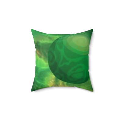Green Planets Spun Polyester Square Pillow