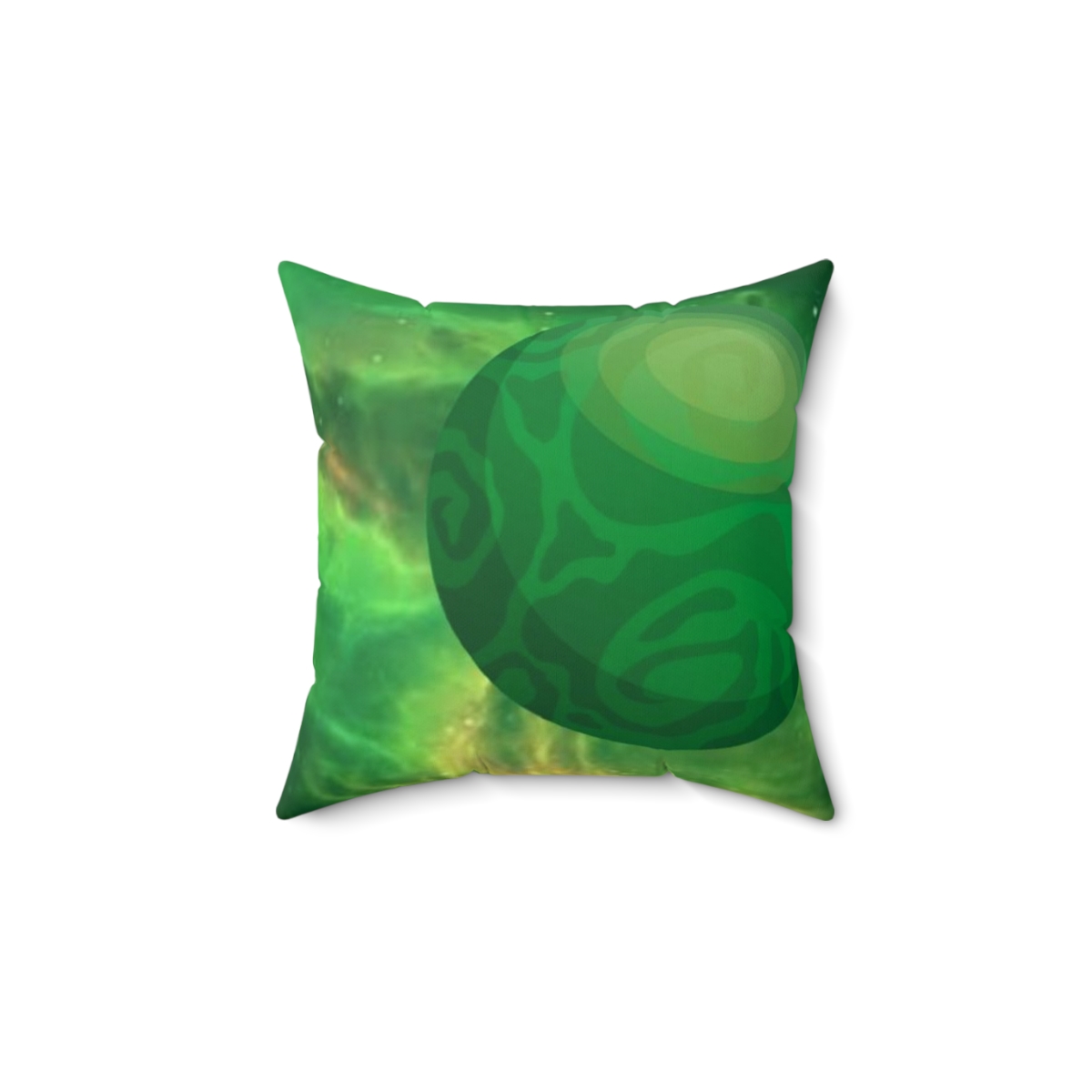 Green Planets Spun Polyester Square Pillow product main image