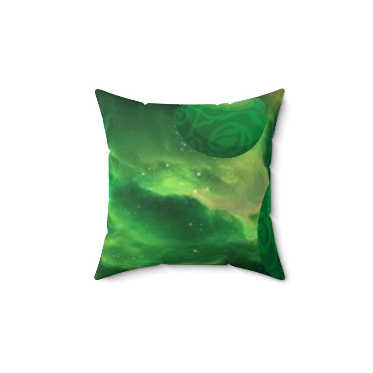 Green Planets Spun Polyester Square Pillow product thumbnail image